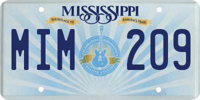 MS license plate MIM209