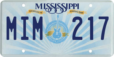 MS license plate MIM217