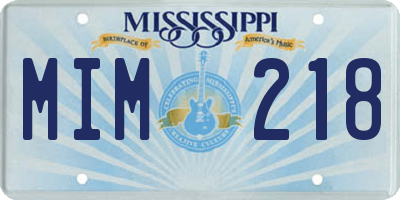 MS license plate MIM218