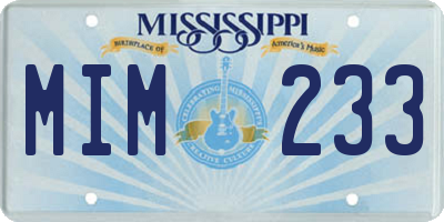 MS license plate MIM233