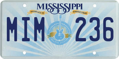 MS license plate MIM236