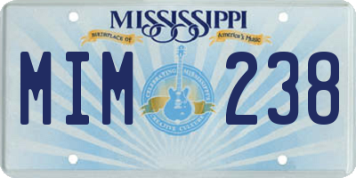 MS license plate MIM238