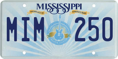 MS license plate MIM250