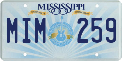 MS license plate MIM259