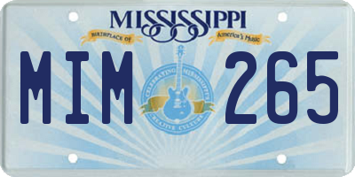 MS license plate MIM265