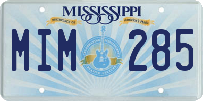 MS license plate MIM285