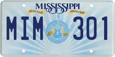 MS license plate MIM301