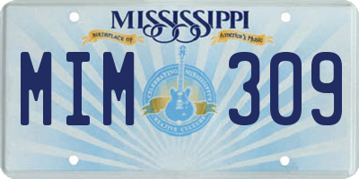 MS license plate MIM309
