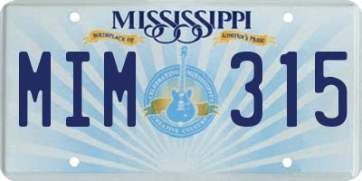 MS license plate MIM315