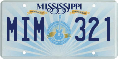 MS license plate MIM321