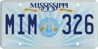 MS license plate MIM326