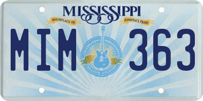 MS license plate MIM363