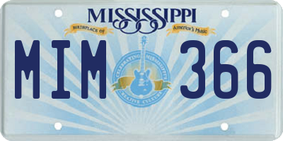 MS license plate MIM366
