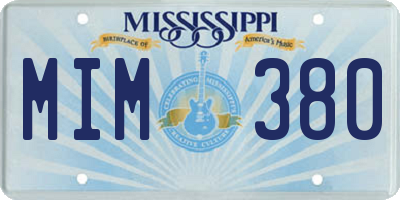 MS license plate MIM380