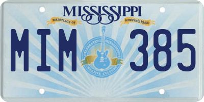 MS license plate MIM385
