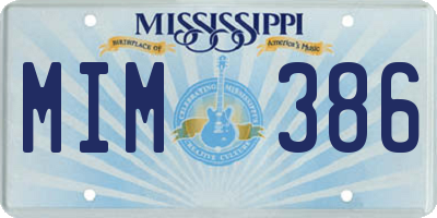 MS license plate MIM386