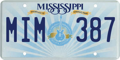MS license plate MIM387