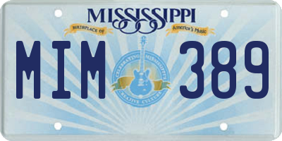MS license plate MIM389