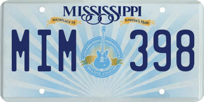 MS license plate MIM398
