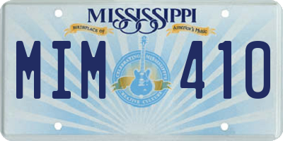 MS license plate MIM410