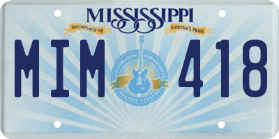 MS license plate MIM418