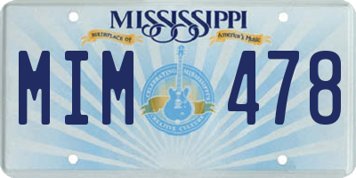 MS license plate MIM478