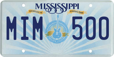MS license plate MIM500