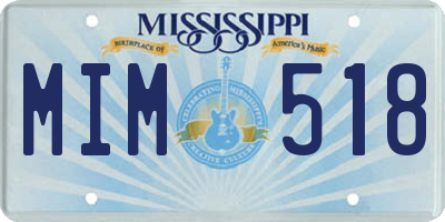 MS license plate MIM518
