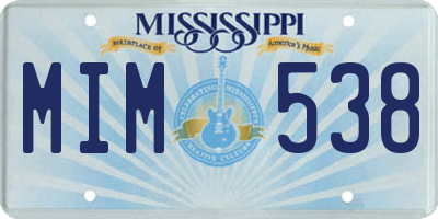 MS license plate MIM538