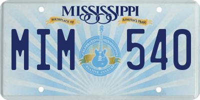 MS license plate MIM540