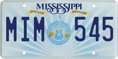 MS license plate MIM545