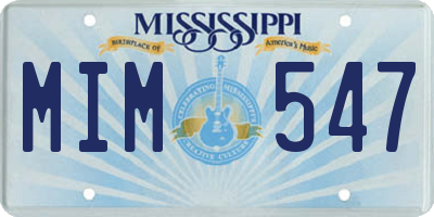 MS license plate MIM547