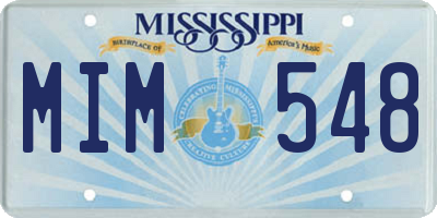 MS license plate MIM548