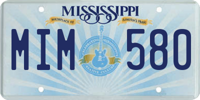 MS license plate MIM580