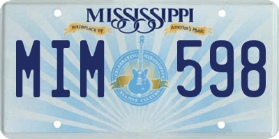 MS license plate MIM598