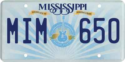 MS license plate MIM650