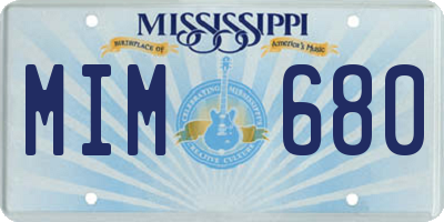 MS license plate MIM680