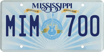 MS license plate MIM700