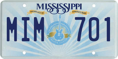 MS license plate MIM701