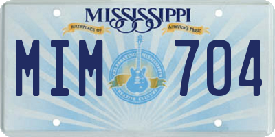 MS license plate MIM704