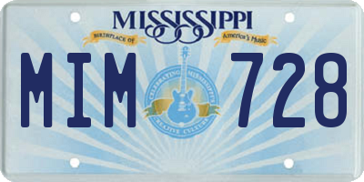 MS license plate MIM728