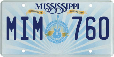 MS license plate MIM760