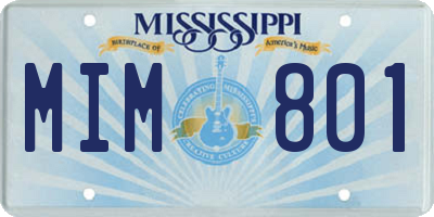 MS license plate MIM801