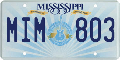 MS license plate MIM803