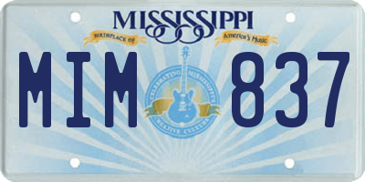 MS license plate MIM837