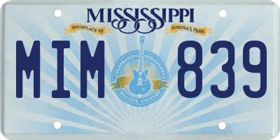 MS license plate MIM839