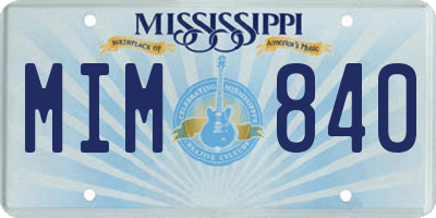 MS license plate MIM840