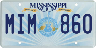 MS license plate MIM860