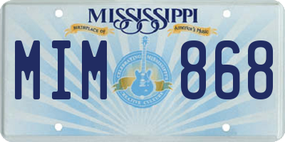 MS license plate MIM868