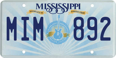 MS license plate MIM892